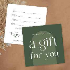 Certificado de regalo de Boho Sage Green Business