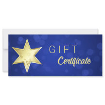 Certificado de regalo de Bokeh Azul de los Navidad
