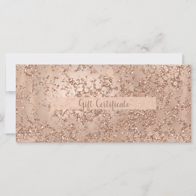 Certificado de regalo de brillo rosa glamuroso oro (Anverso)