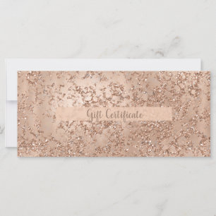 Certificado de regalo de brillo rosa glamuroso oro