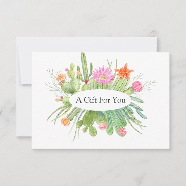 Certificado de regalo de cactus acuarela (Anverso)