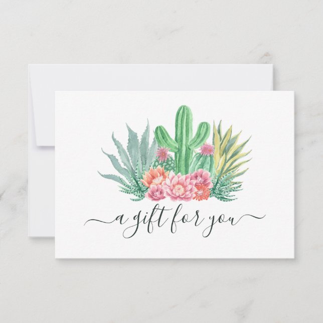Certificado de regalo de cactus acuarela (Anverso)