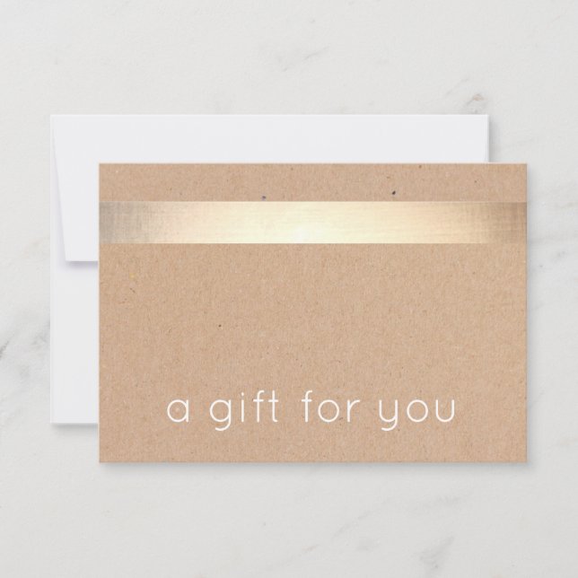 Certificado de regalo de cartón Kraft Tan con raya (Anverso)