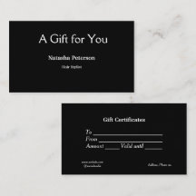 certificado de regalo de certificados de negocios