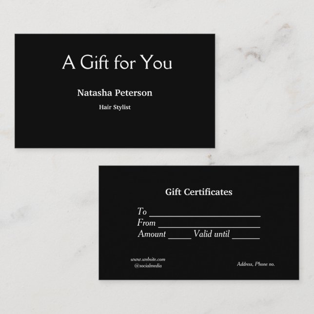 certificado de regalo de certificados de negocios  (Anverso / Reverso)