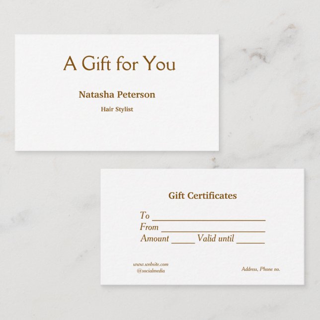 certificado de regalo de certificados de negocios  (Anverso / Reverso)