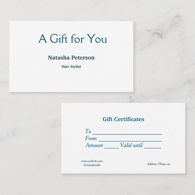 certificado de regalo de certificados de negocios  (Anverso / Reverso)