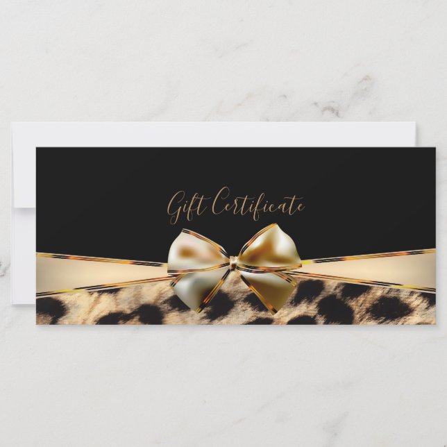 Certificado de regalo de Cheetah Leopard Black Gol (Anverso)