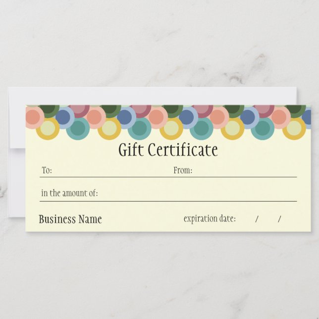 Certificado de Regalo de Círculos Retro (Anverso)