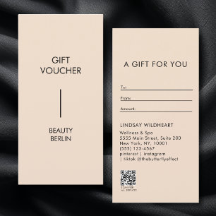 Certificado de Regalo de Código QR Beige Minimalis