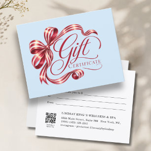 Certificado de regalo de código QR con lazo burgun