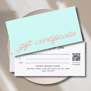 Certificado de regalo de código QR de guinda de es