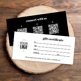 Certificado de regalo de código QR de logotipo sim