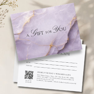 Certificado de regalo de código QR de mármol viole