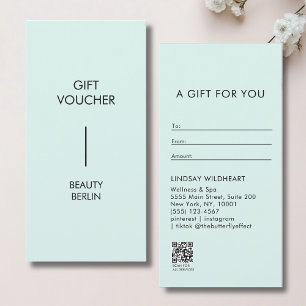 Certificado de regalo de código QR de menta minima