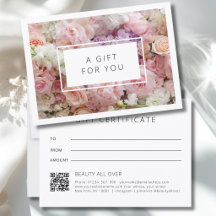 Certificado de regalo de código QR de negocio flor