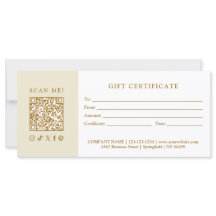 Certificado de regalo de código QR de negocio simp