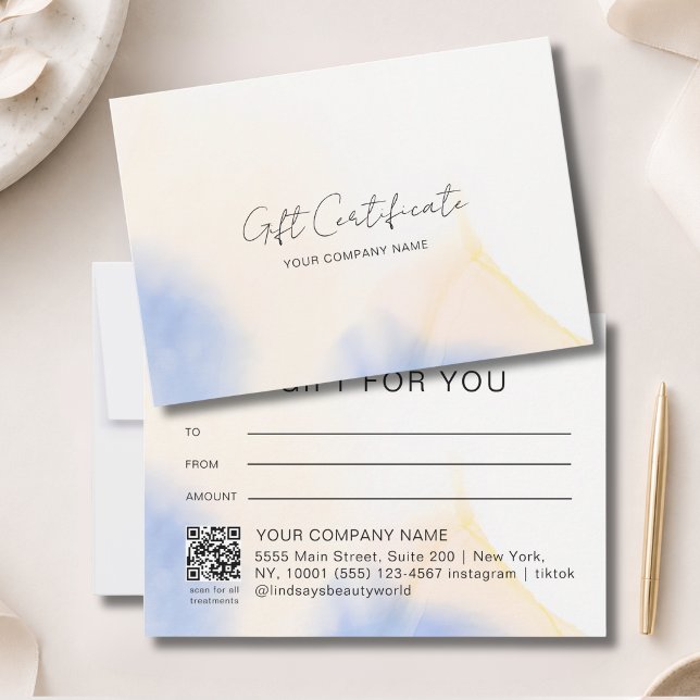Certificado de regalo de código QR de tinta acuare (Watercolor Ink QR Code Gift Certficate)