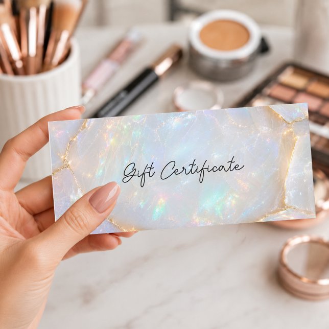 Certificado de regalo de código QR holográfico de  (Luxury Opal Holographic QR Code Gift Certificate)