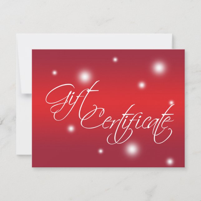 Certificado de regalo de comercio al por menor de  (Anverso)