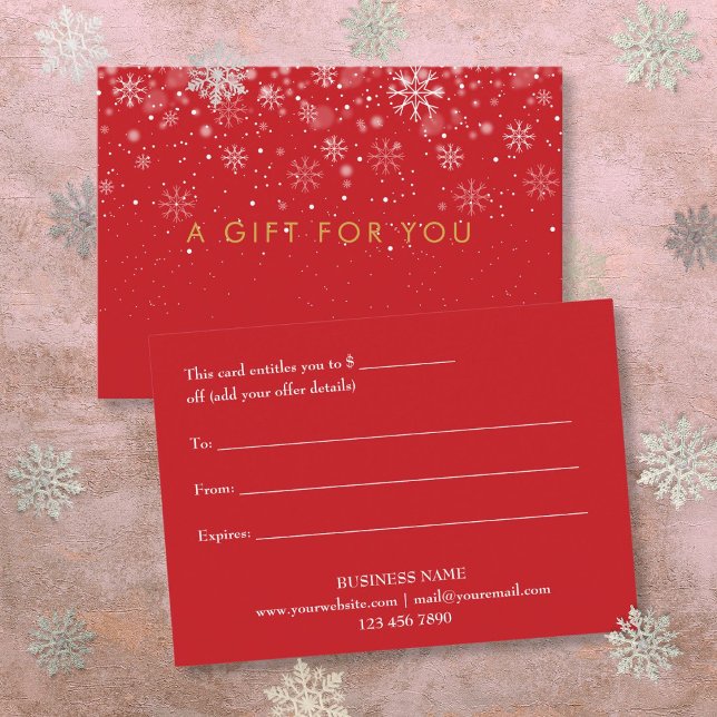 Certificado de Regalo de Copos de Nieve de Negocio (Chic Holiday Business Snowflakes Gift Certificate)