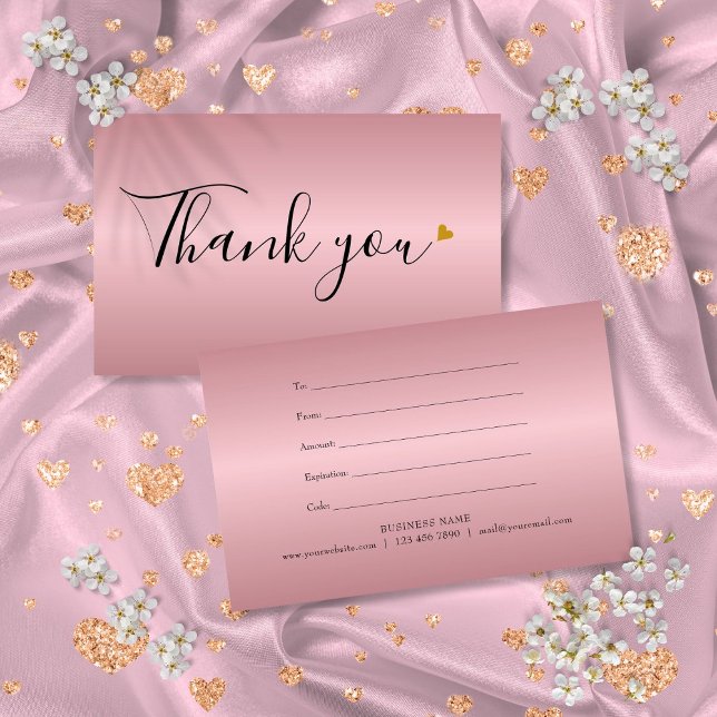 Certificado de regalo de corazón de oro rosa minim (Minimalist Rose Gold Heart Gift Certificate)