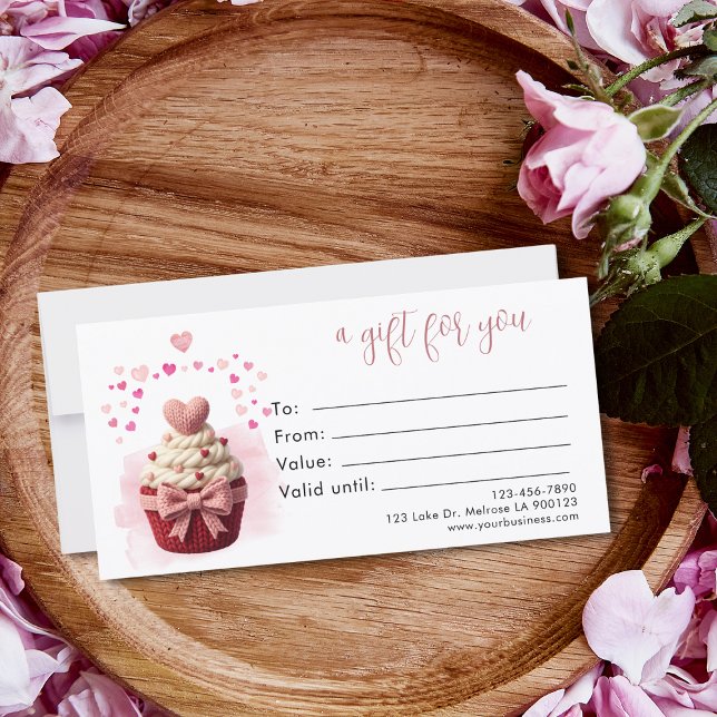 Certificado de regalo de Cupcake Coquette de Ganch (Faux crochet Cupcake Bakery Gift certificate)
