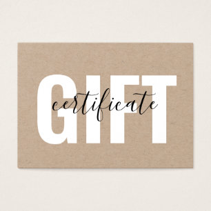 Certificado de regalo de cupón Kraft Minimalista m