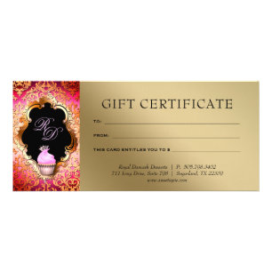 Certificado de regalo de damasco de pastel Oro ros