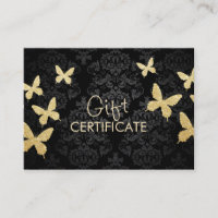 Certificado de regalo de Damask para las mariposas
