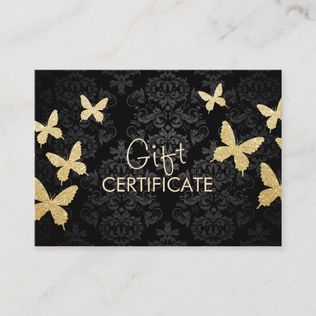 Certificado de regalo de Damask para las mariposas (Anverso)