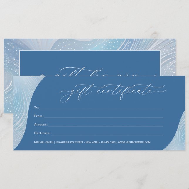 Certificado de regalo de degradado azul irlandés d (Anverso / Reverso)