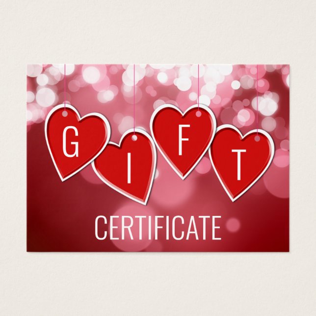 Certificado de regalo de el día de San Valentín Lo (Frente)
