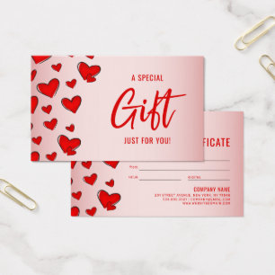 Certificado de regalo de El día de San Valentín ro
