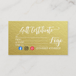 certificado de regalo de empresa ADD YOUR LOGO mar