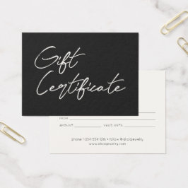 Certificado de regalo de empresa de caligrafía min