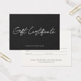 Certificado de regalo de empresa de caligrafía min