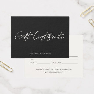 Certificado de regalo de empresa de caligrafía min
