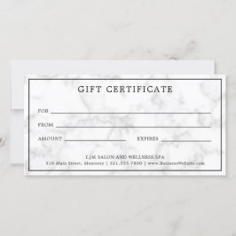 Certificado de regalo de empresa de mármol gris mo
