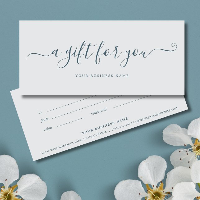 Certificado de regalo de empresa elegante simple (Gray Blue Gift Certificate)