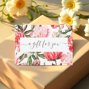 Certificado de regalo de empresa floral rojo rosa 