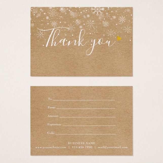 Certificado de regalo de empresa Rustic Kraft Grac (Anverso y reverso)