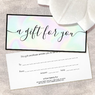 Certificado de regalo de escritura de firma hologr