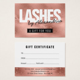 Certificado de regalo de espuma rosada de oro Rosa