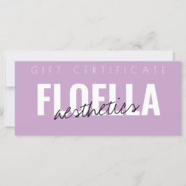 Certificado de regalo de estética de salón de bell