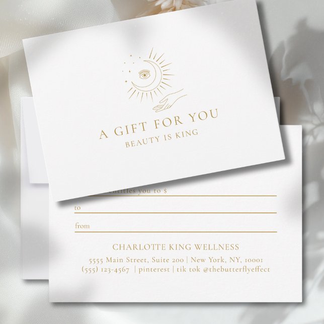 CERTIFICADO DE REGALO DE ESTRELLAS DE MANO DE OJO  (MOON EYE HAND STARS BUSINESS GIFT CERTIFICATE)