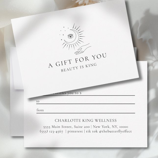 CERTIFICADO DE REGALO DE ESTRELLAS DE MANO DE OJO  (MOON EYE HAND STARS BUSINESS GIFT CERTIFICATE)