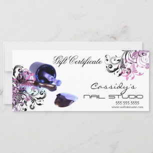 Certificado de regalo de estudio de uñas