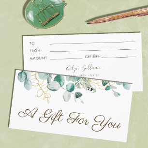 Certificado de regalo de Eucalyptus