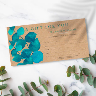 Certificado de regalo de Eucalyptus Rustic Kraft